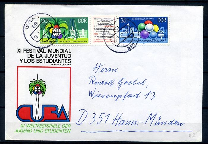 DDR FDC 25.7.1978   GENÇLİK FESTİVALİ   (YZ-1) 1
