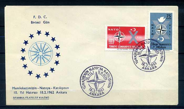 CUMH.FDC  1962 NATO'DA 10.YIL İSTANBUL F. KUL 1