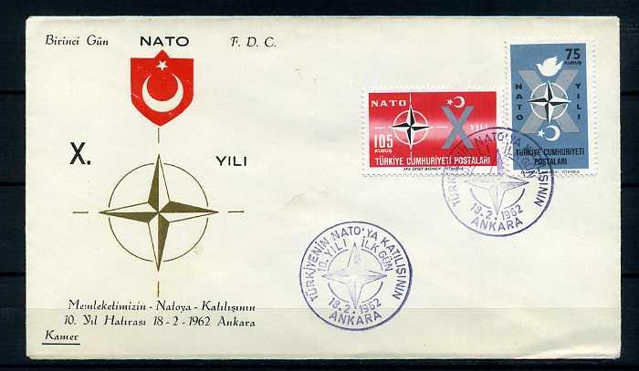 CUMH.FDC  1962 NATO'DA 10.YIL KAMER 1