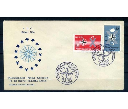 CUMH.FDC  1962 NATO'DA 10.YIL İSTANBUL F. KUL 1 2x