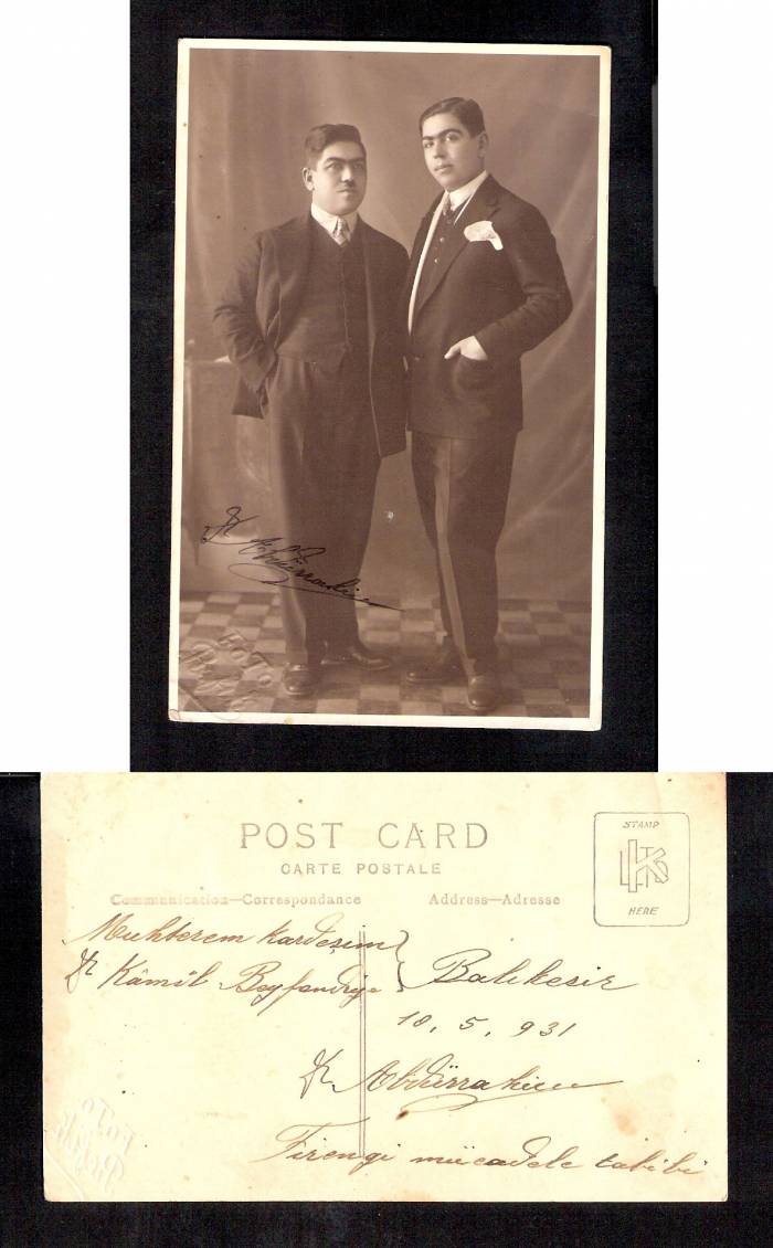 D&K-ŞIK GİYİNİMLİ İKİ BEYFENDİ 1931 İMAZLI FOTO. 1