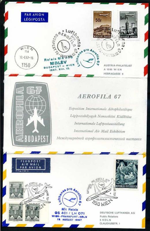 LUFTHANSA İLK UÇUŞ FDC 1967 AEROFILA 67 KART SÜPER 1