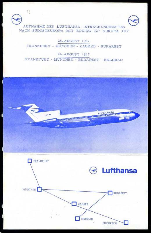 LUFTHANSA İLK UÇUŞ FDC 1967 AEROFILA 67 KART SÜPER 2
