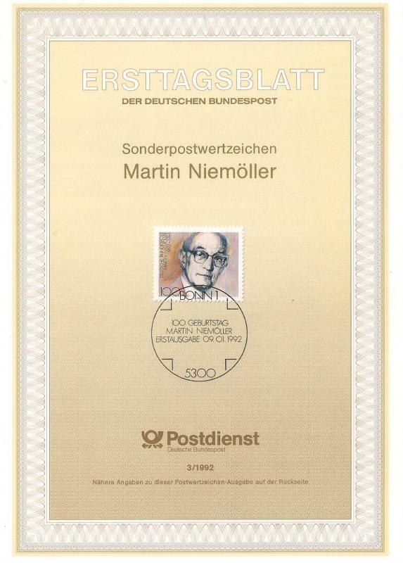 Almanya ETB 03-1992 Martin Niemöller 1