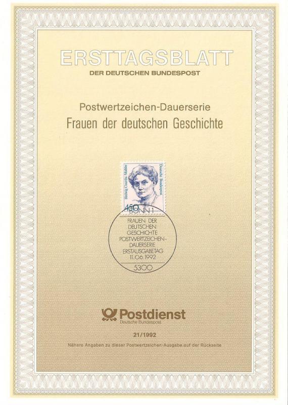 Almanya ETB 21-1992 Tarih Courths Painter Kadınlar 1