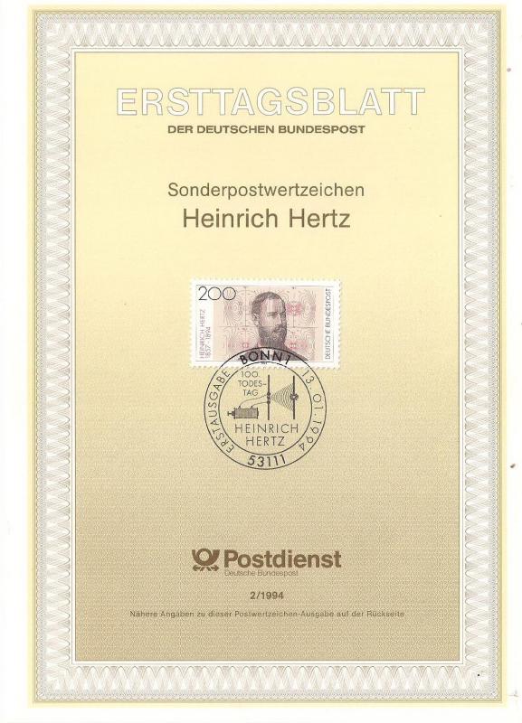 Almanya ETB 02-1994 Heinrich Hertz 1
