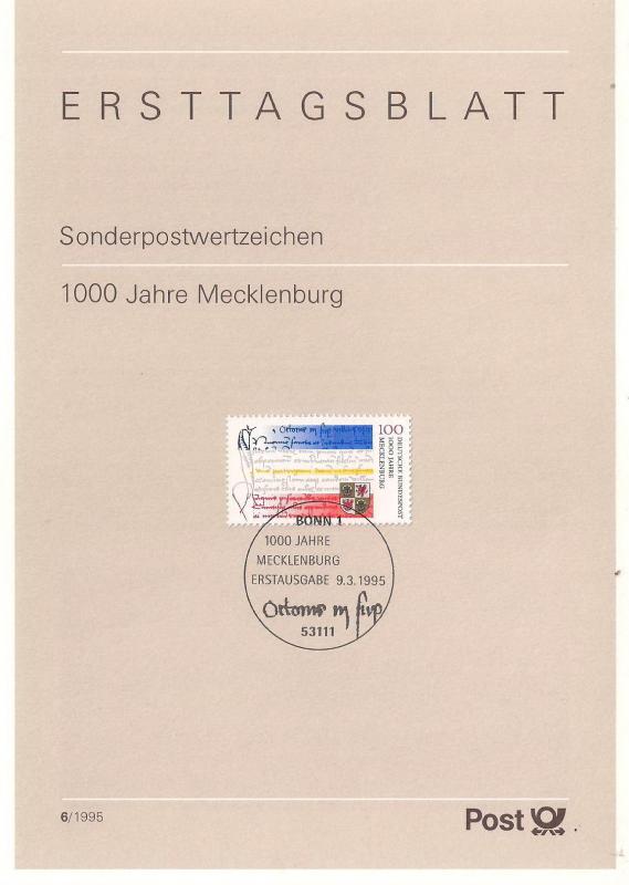 Almanya ETB 06-1995 Mecklenburg 1000 yaşında 1