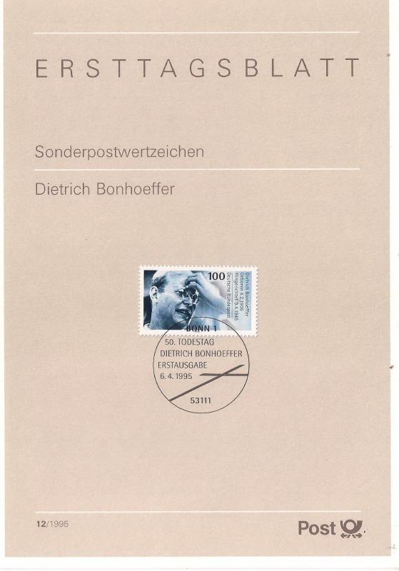 Almanya ETB 12-1995 Dietrich Bonhoeffer 1