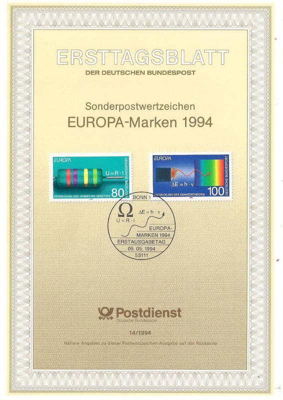 Almanya ETB 14-1994 EUROPA Markaları 1994 1