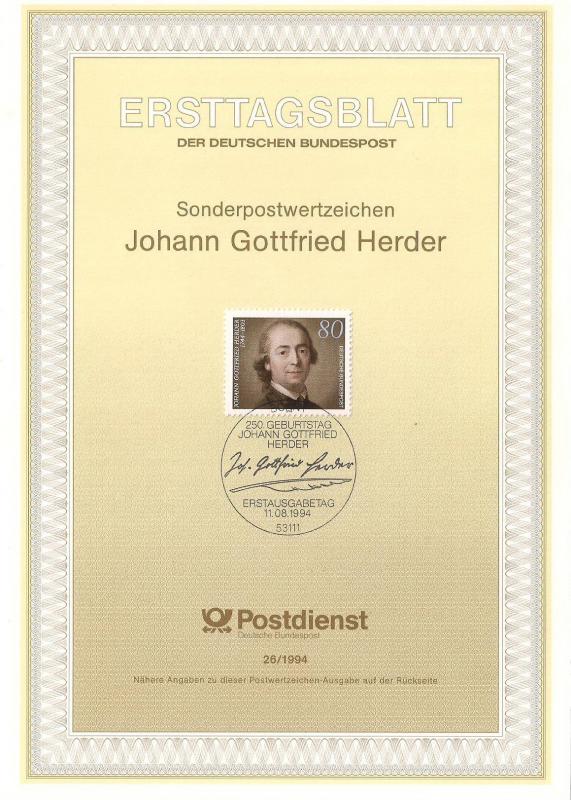 Almanya ETB 26-1994 Johann Gottfried Herder 1