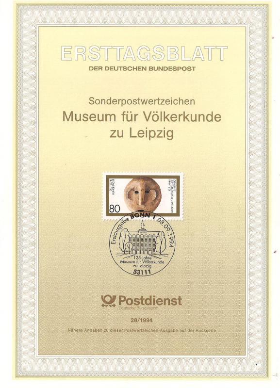 Almanya ETB 28-1994 Etnografya Müzesi Leipzig 1