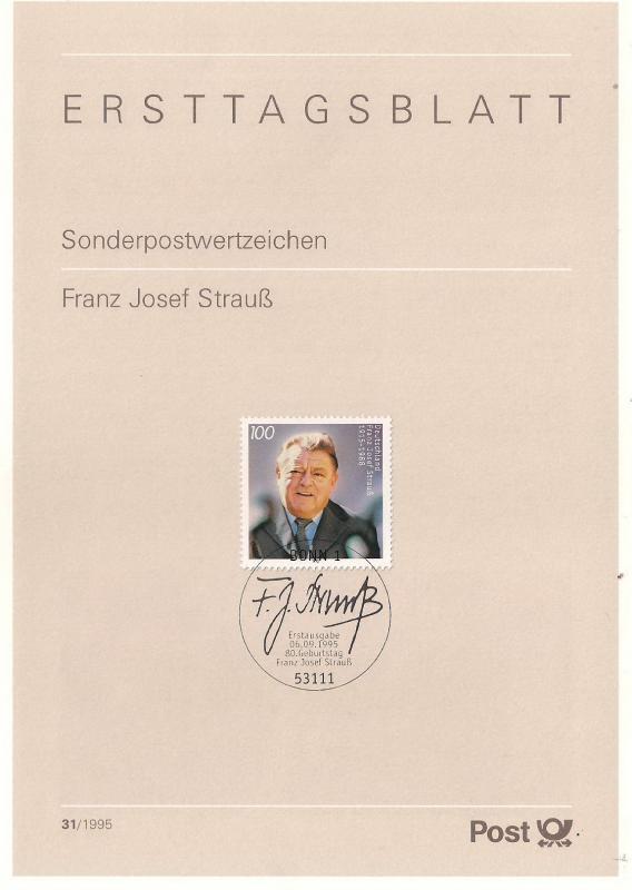 Almanya ETB 31-1995 Franz Josef Strauß 1