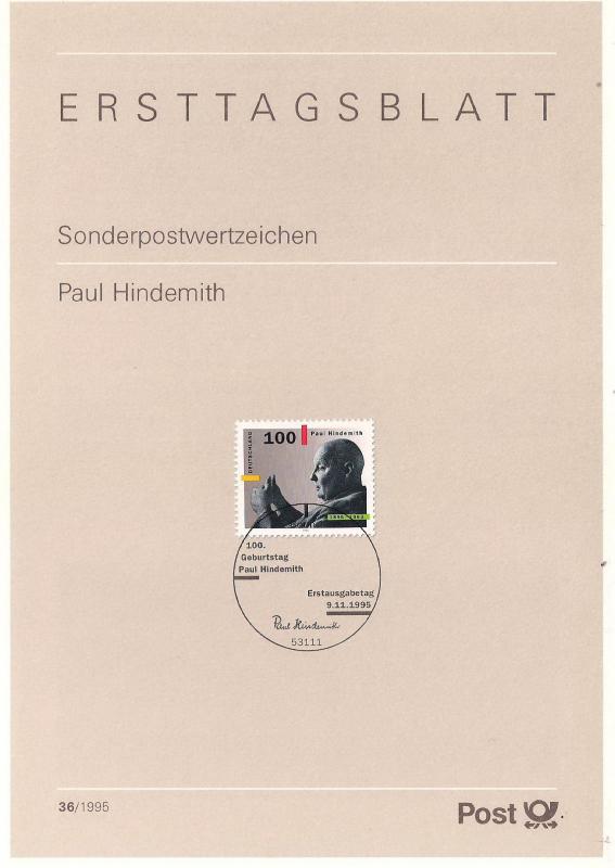Almanya ETB 36-1995 Paul Hindemith 1