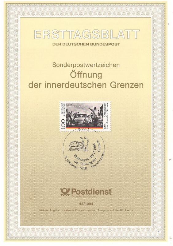 Almanya ETB 42-1994 İç Alman Sınırı Açılışı 1