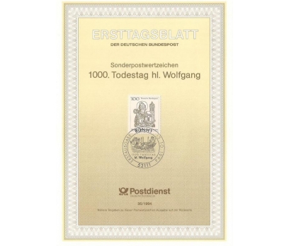 Almanya ETB 35-1994 Hl. Wolfgang Ölümünün 1000.yıl 1 2x