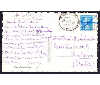 1922 İtalya - Fransa Pullu Karpostal 2 2x