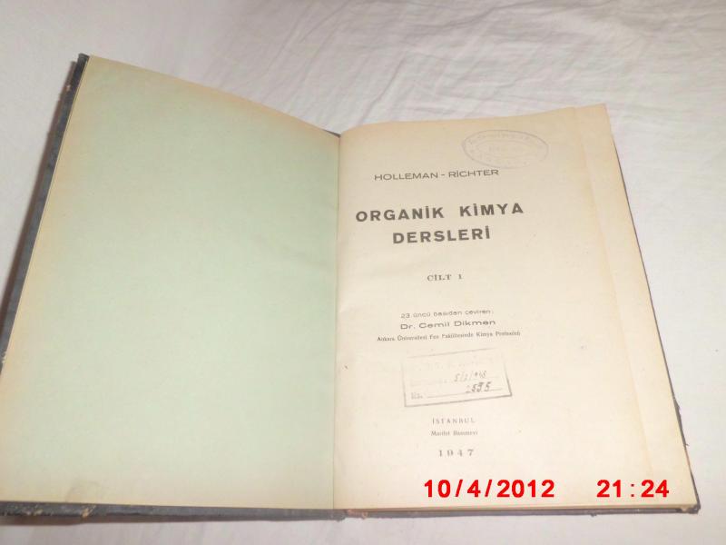ORGANİK KİMYA  - HOLLEMAN / RICHTER - 1947/ TÜRKÇE 1