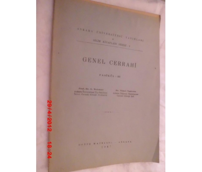 GENEL CERRAHİ FASİKÜL III - AÜ YAYINLARI 1947