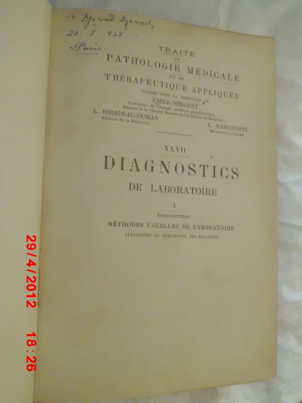 DIAGNOSTICS DE LABORATOIRE / 1924 FRANSIZCA 1