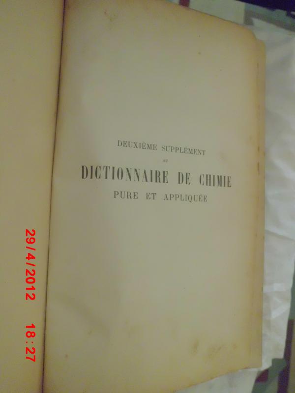 DICTIONNAIRE DE CHIMIE I - PLU / 1907 HACHETTE 1