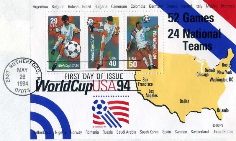 ABD 1994 FDC DÜNYA FUTBOL Ş. DİPLOMAT ZARFTA SÜPER 2