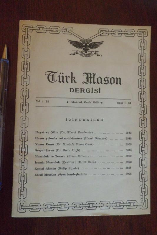 TÜRK MASON DERGİSİ  - YIL 15 SAYI 57 OCAK 1965 1