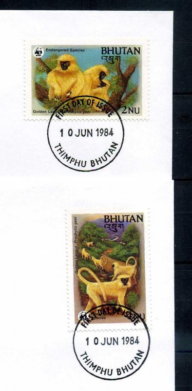 BHUTAN 1984 FDC WWF MAYMUNLAR 4 ZARF (YZ-1) 3