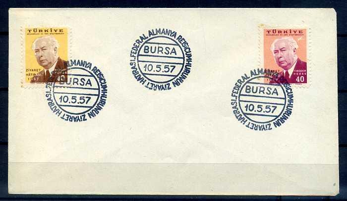 CUMH.FDC 1957 ALMANYA C.BŞK.3 ZARF SÜPER (İF-0913) 4