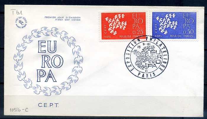 FRANSA FDC 1961 EUROPA CEPT  SÜPER (SB-0913) 1