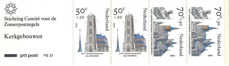 1985 Hollanda Pb31 Kiliseler Karne (Booklet) 1