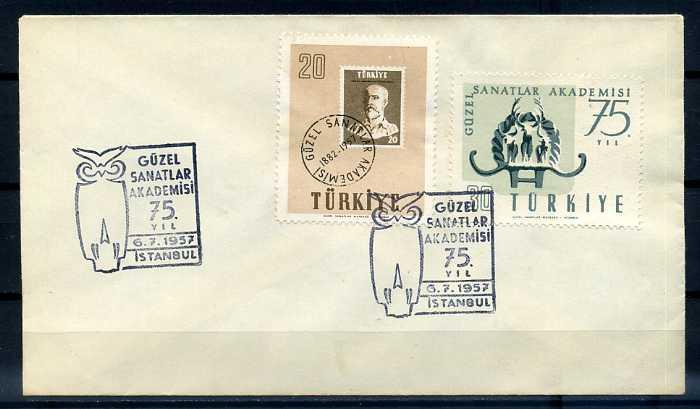CUMH.FDC 1957 GÜZEL SANATLAR SÜPER (YT-1213) 1