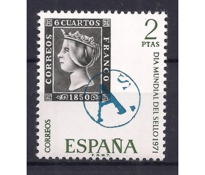 1971 İspanya Dünya Pul Günü Damgasız ** 1 2x