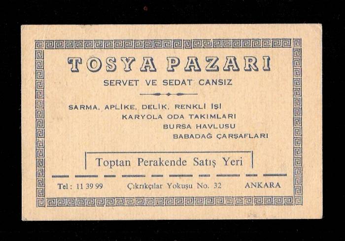 KARTVİZİT-TOSYA PAZARI-ANKARA 1