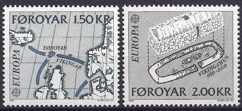 1982 Faroe Adaları Europa Cept Damgasız** 1