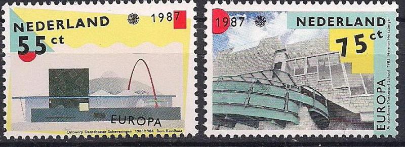 1987 Hollanda Europa Cept Modern Mimari Damgasız** 1