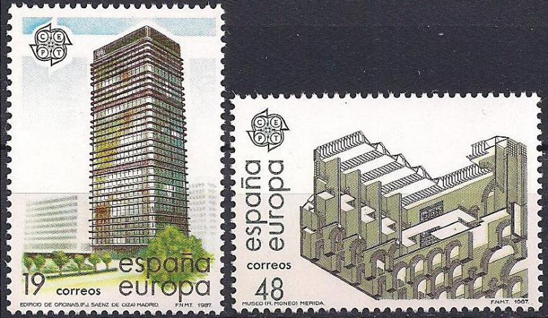 1987 İspanya Europa Cept Modern Mimari Damgasız** 1