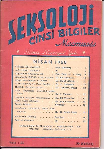 İLKSAHAF&SEKSOLOJİ CİNSİ BİLGİLER MECMUASI-1950 1