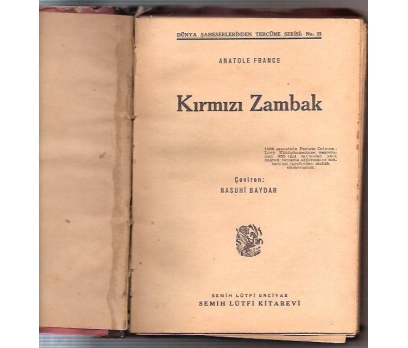 İLKSAHAF&KIRMIZI ZAMBAK-ANATOLE FRANCE-NASUHİ BA