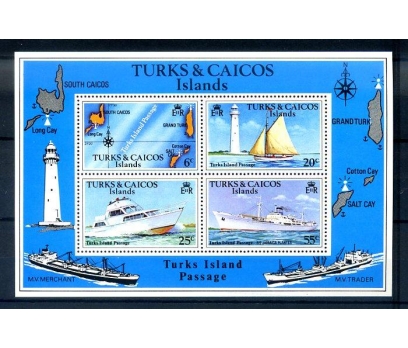 TURKS & CAICOS ** 1978 GEMİLER BLOK (210814) 1 2x
