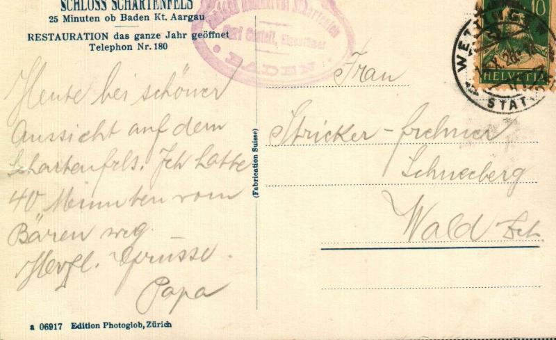 BADEN 1913 İSVİÇRE  PG KARTPOSTAL (130914) 2