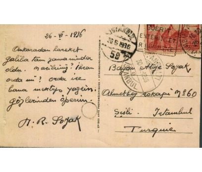 PLOMBIERES **1936 FRANSA P.G.İSTANBUL'A KP(180914) 2 2x