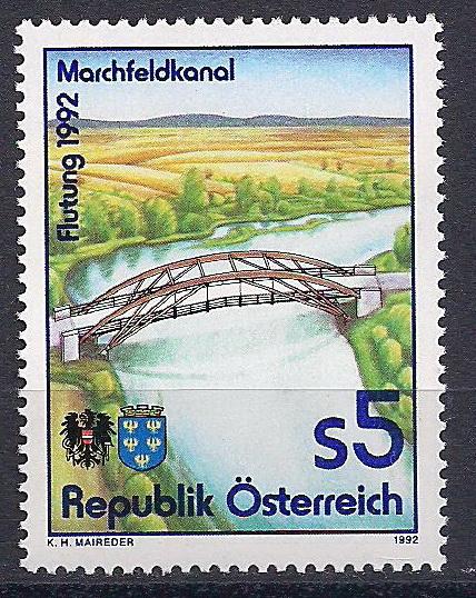 1992 Avusturya Marchfeld Kanalı Damgasız** 1