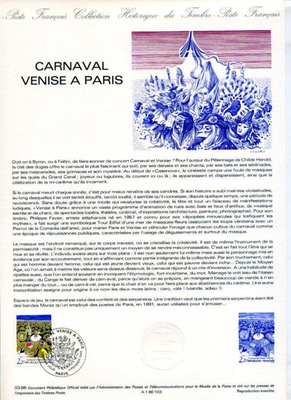 FRANSA 1986 HATIRA FÖYÜ PARİS KARNAVALI (120315) 1