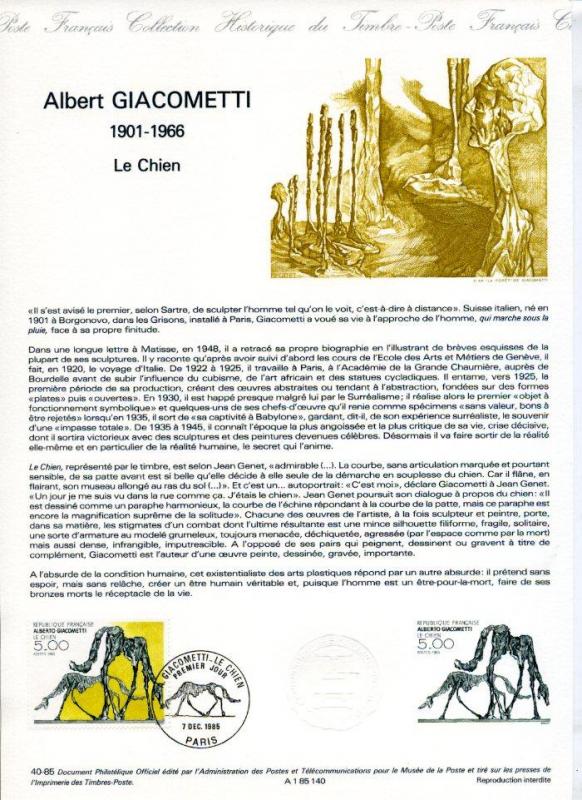 FRANSA1985HATIRA FÖYÜ TABLO & A.GIACOMETTI(120315) 1