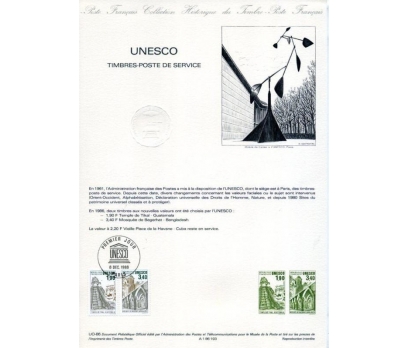 FRANSA 1986 HATIRA FÖYÜ UNESCO SÜPER (120315) 1 2x