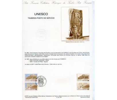 FRANSA 1987 HATIRA FÖYÜ UNESCO SÜPER (120315) 1 2x
