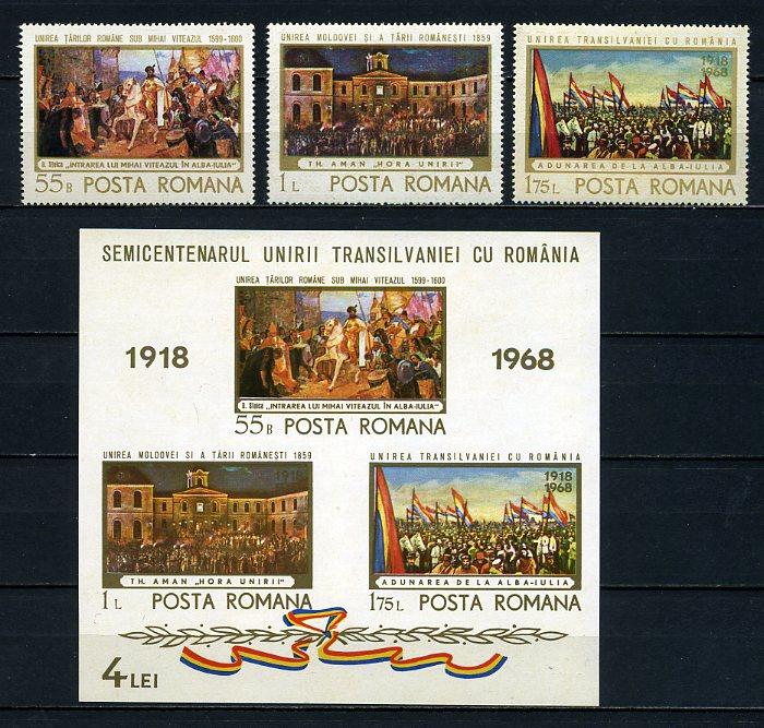 ROMANYA ** 1968  TABLOLAR TAM SERİ + BLOK (010415) 1