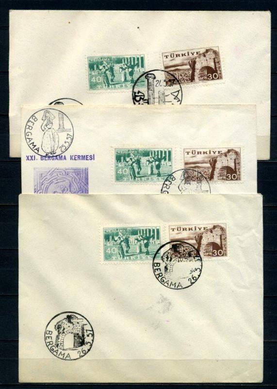 CUMH.FDC 1957 BERGAMA KERMESİ 3 ZARFTA (210515) 1