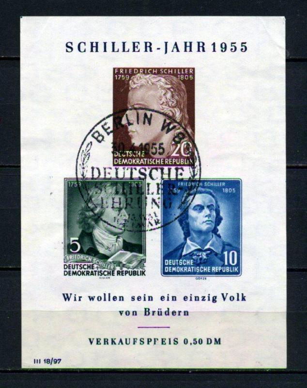 DDR İGD 1955 YAZAR F.SCHİLLER BLOK SÜPER(120515) 1