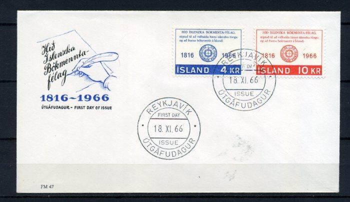 İZLANDA FDC 1966 EDEBİYAT DERNEĞİ SÜPER (100515) 1
